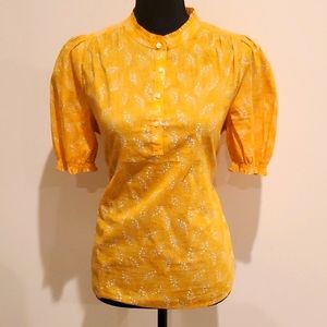 Lucky Brand Women's Short Sleeve Blouse. Medium, Color: Yellow